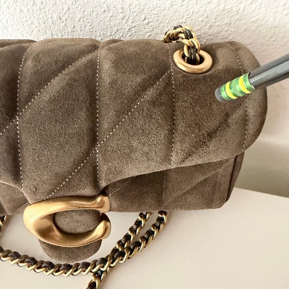 Coach Tabby 20 Quilted Suede Shoulder Bag with Gold Chain. - Picture 7 of 14